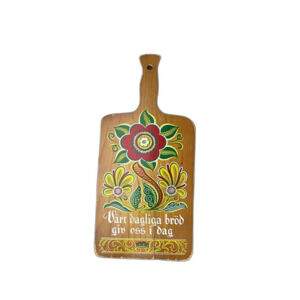 Hand Painted Swedish Bread Board Folk Art Wood Plaque Signed Bexgrenn